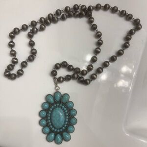 Turquoise Beaded Necklace with Pendant
